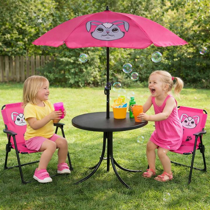 Produktbild Mojawo 4tlg Kinder Campingmöbel Set Hase Campingstuhl Tisch Sonnenschirm