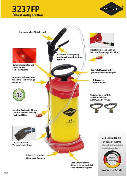 Produktbild Mesto Drucksprühger FIX PLUS 5 l, FPM, ölbeständig (5 l)