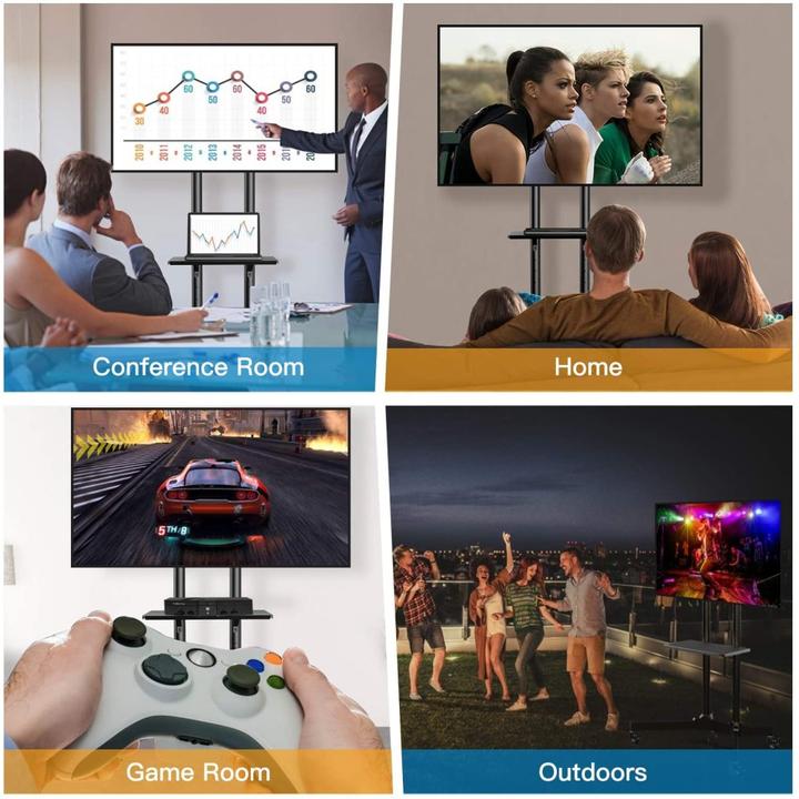 Immagine prodotto Techly Carrello TV per TV LCD LED 37-70 pollici 93,98-177,8 cm nero con ripiano (Universale, 70", 50 kg)