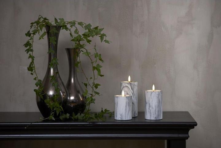 Produktbild Star Trading LED-Kerze Pillar Flame Marble 7.5 cm x 12.5 cm, Grau (1 x)