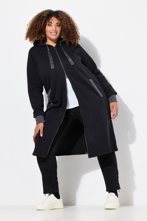 Actual product image Ulla Popken Zip Front Hooded Long Tunic Sweatshirt (46, 48)