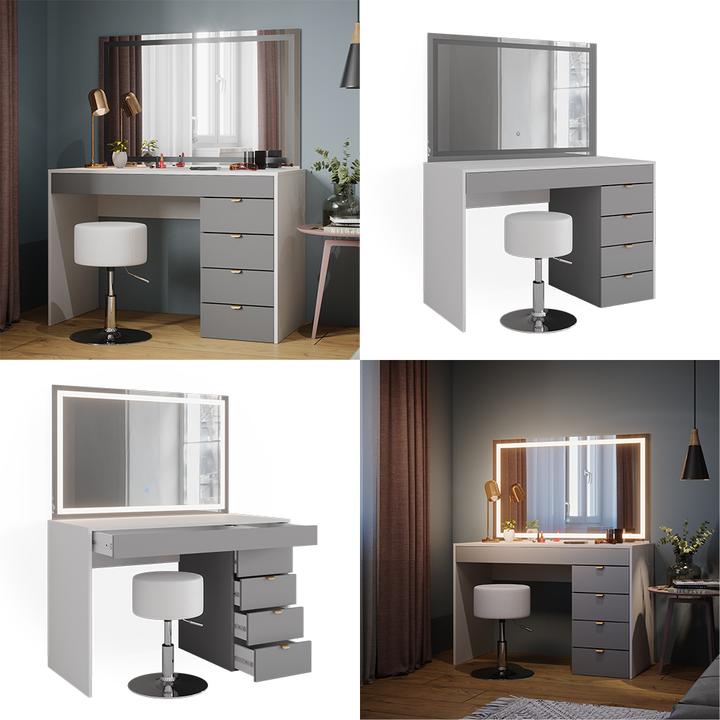Actual product image Vicco Elise with LED mirror & stool (115 x 55 x 76 cm)