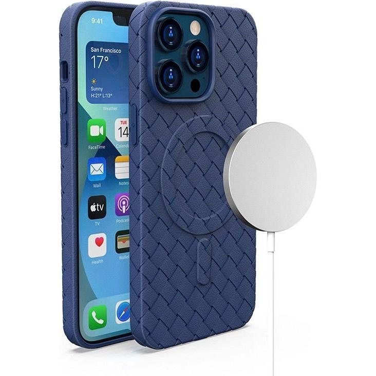 Hurtel MagSafe Woven Case for iPhone 15 Pro - navy blue (Apple iPhone 15 Pro), Smartphone Hülle, Blau