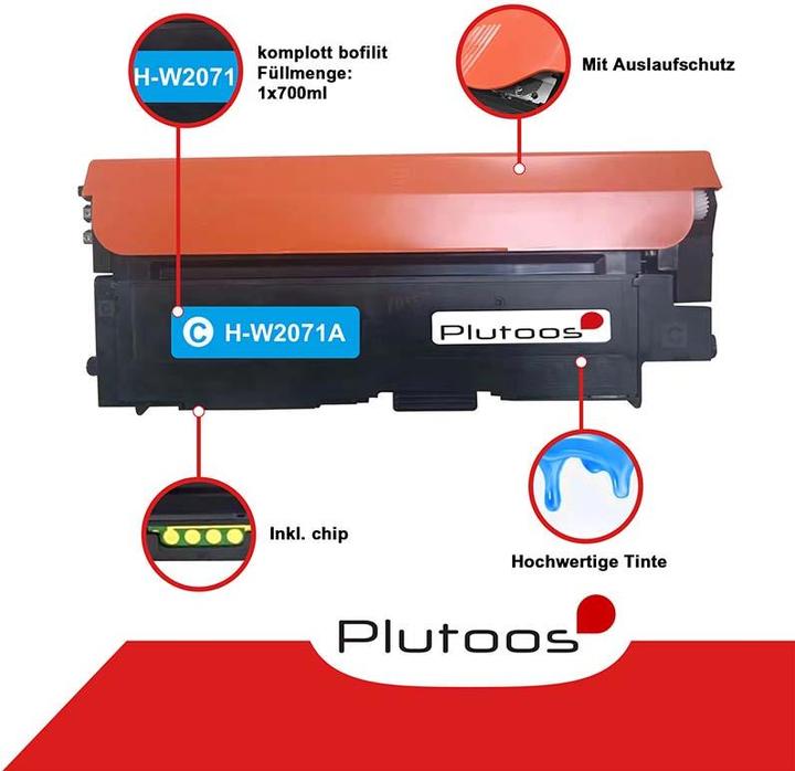 Immagine prodotto Plutoos HP W2071A 117A Toner XXL compatibile, ciano (C)