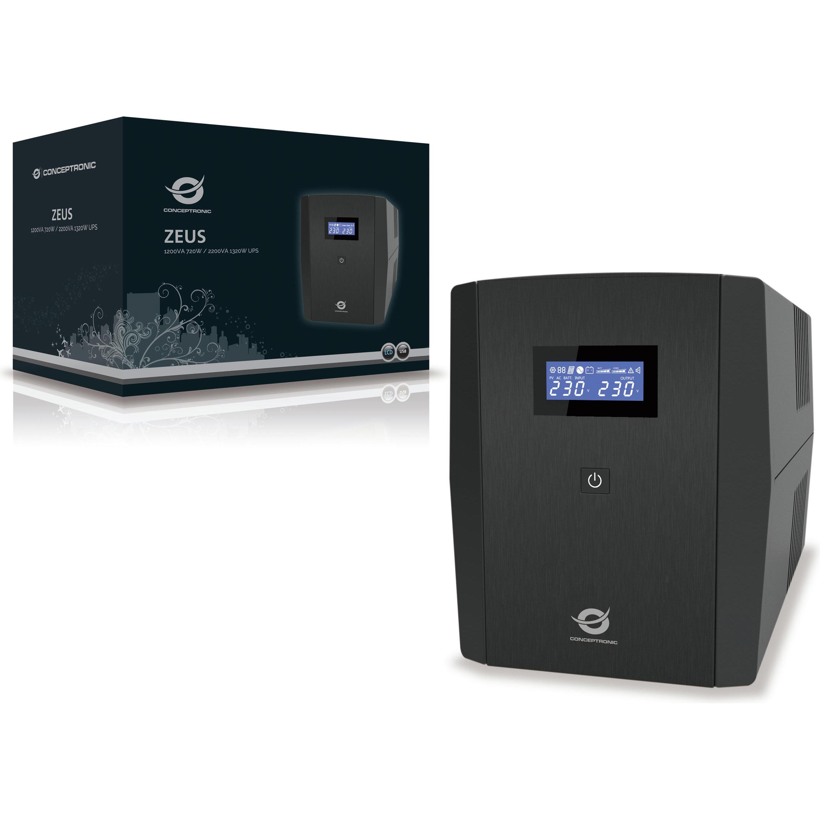 Thumbnail - Conceptronic 2 x Schuko/3 x IEC, AC, 1200 VA (1.20 VA, 720 W, Line-Interaktiv USV), USV