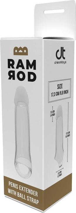 Actual product image Dreamtoys Dream Toys Ramrod 16.76 cm Extender With Ball Strap Clear