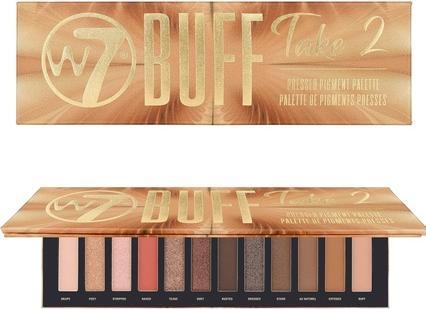 W7 Buff Take 2 Pressed Pigment Palette Creamy Matte Shimmer Metallic Tones Neutrals Golds Coppers Pi (Buff Take 2)
