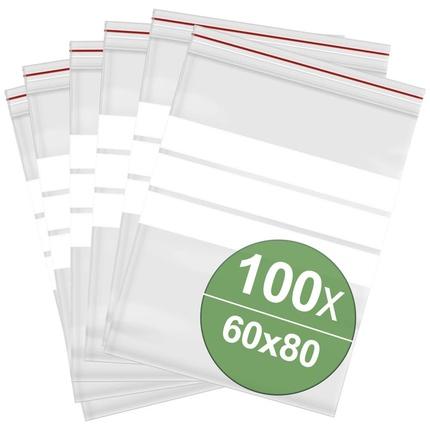 Quadrios, Verpackungsmaterial, Druckverschlussbeutel mit Beschriftungsstreifen (B x H) 60 mm x 80 mm Transparen