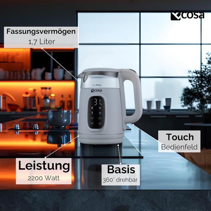 Immagine prodotto Ecosa Wasserkocher mit Temperatureinstellung (1,7 Liter) (1.70 l)