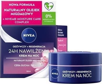 NIVEA Nourishing Regenerating Night Cream For Dry And Sensitive Skin 50 Ml Aqua Effect (50 ml, Night cream)
