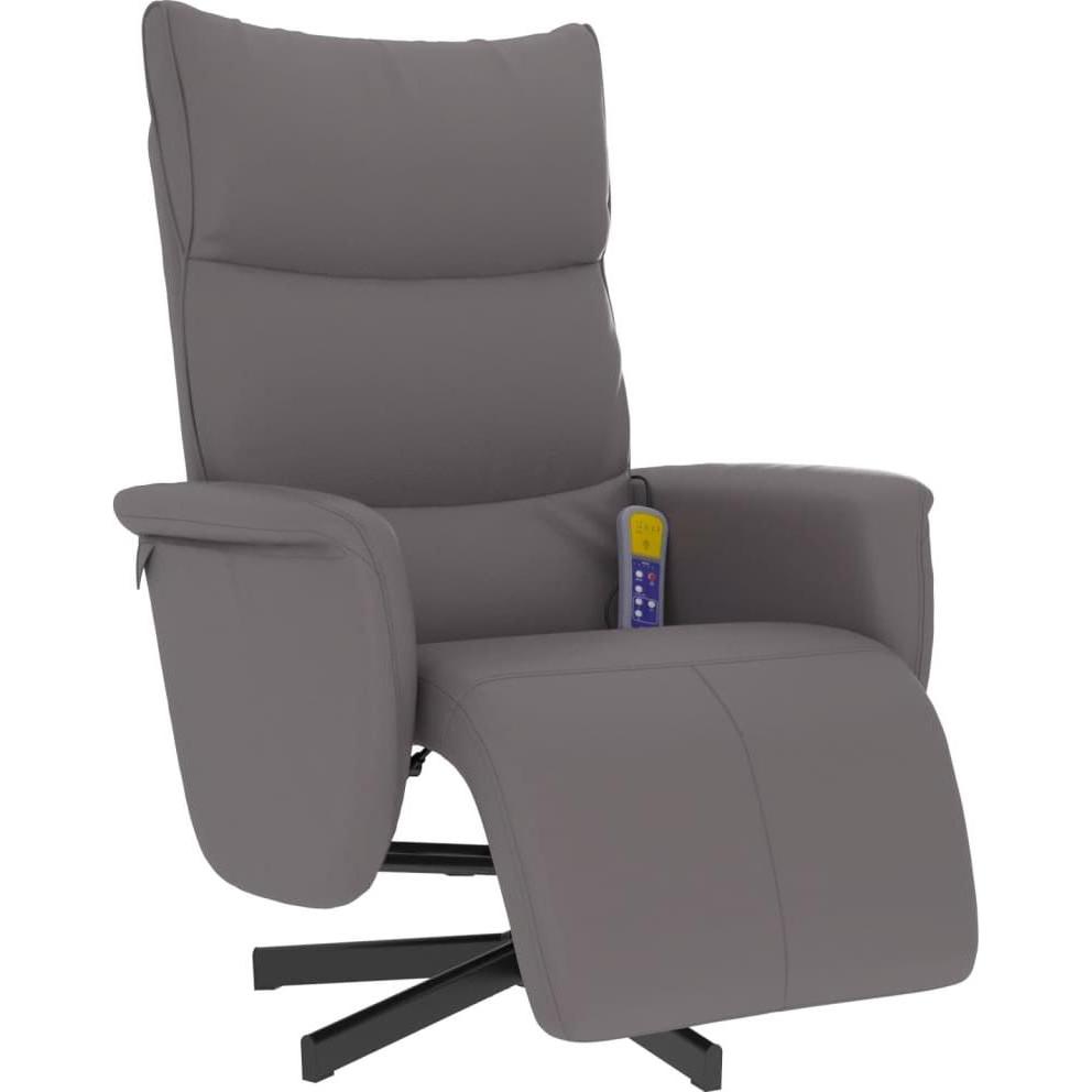 VidaXL, Massageliege + Massagesessel, Massagesessel mit Fussteil Grau Kunstleder,Farbe