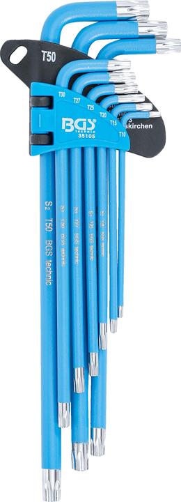 Produktbild BGS Winkelschlüssel-Satz T-Profil (für Torx) / T-Profil (für Torx) mit Bohrung T10 - T50 9-tlg. (T-profil)