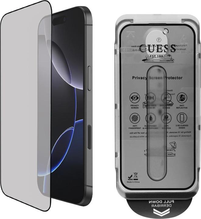 Productafbeelding Guess SzkÅo hartowane prywatyzujÄ ce Screen Protector Privacy 2.5D Outline na iPhone 16 (1 Stuk, Apple iPhone 16)