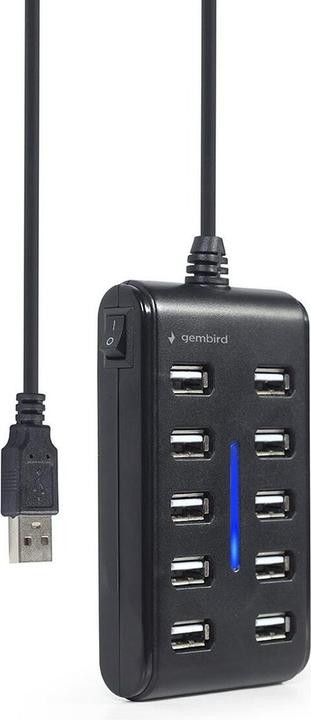 Produktbild Gembird UHB-U2P10P-01 10-Port-USB-2.0-Hub, schwarz (USB-A, 10 Ports)