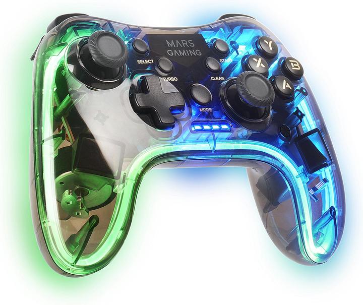 Produktbild Mars Gaming Manette De Jeu Sans Fil Mgp-24 RGB (Transparent) (Mac, Android, PC, Xbox 360, PS4, PS3)