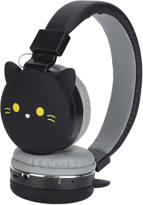 Produktbild Yunseity Kinder-Kopfhörer kleine schwarze Katze mit Mikrofon, Faltbar, Bluetooth