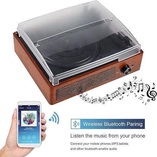 Actual product image Mersoco Vintage Vinyl Plattenspieler mit Bluetooth und Lautsprechern