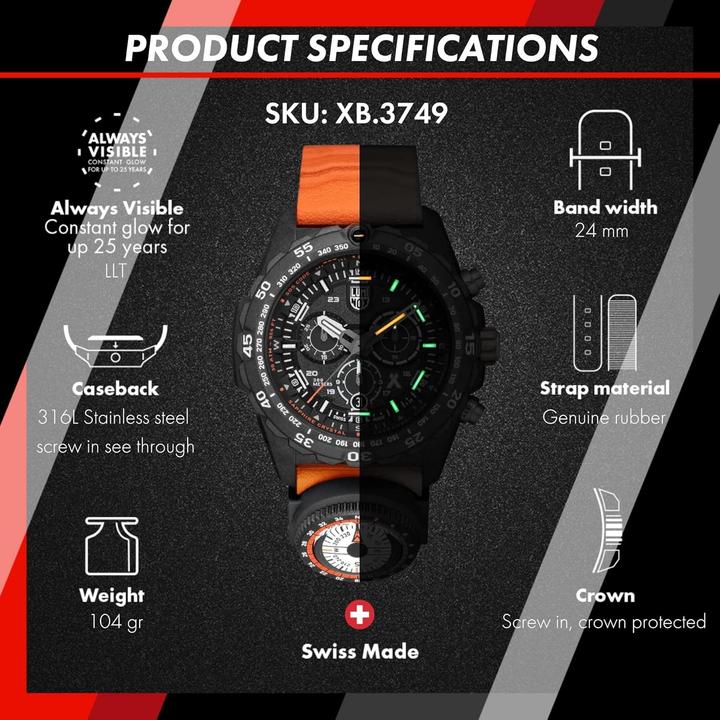 Actual product image Luminox Bear Grylls Survival Master 3740 Series (Analogue wristwatch, Chronograph, Swiss made, 45 mm)