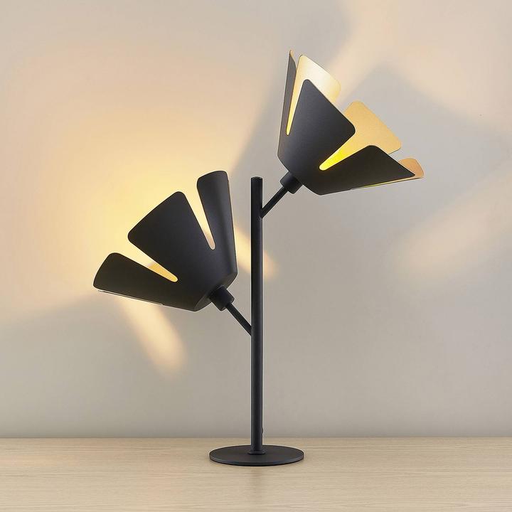 Image du produit Lucande Jemmily 2 lampe de table Black/Gold (E14)