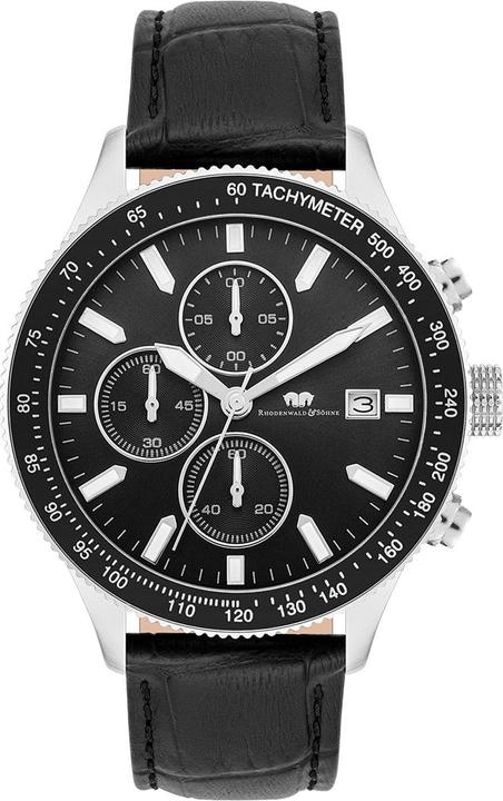 Produktbild Herren Chronograph Karthago II Echtleder Schwarz - 31944 (Chronograph, 43 mm)