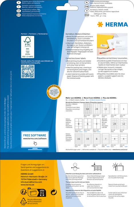 Actual product image HERMA QR code labels A4