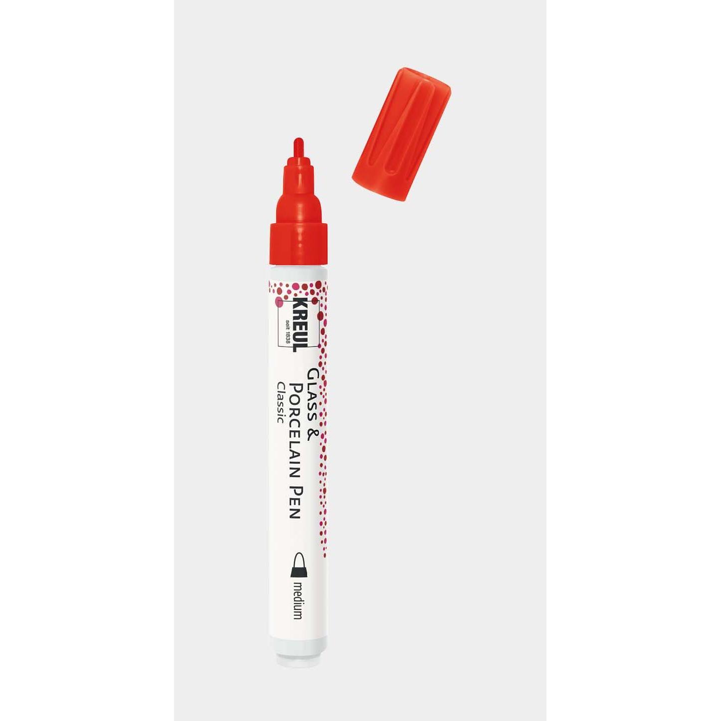 Kreul, Künstlerfarbe + Bastelfarbe, Glass & Porcelain Pen Classic medium (Kirschrot)