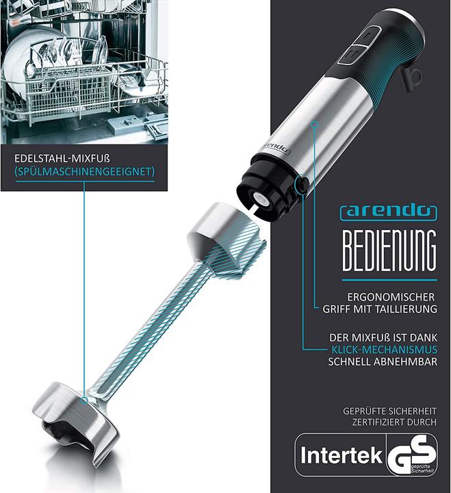 Produktbild Arendo Pürierstab 1000W - Silber
