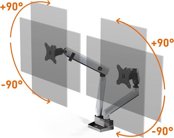 Produktbild Durable Monitorhalt. SELECT PLUS m Arm f 2 Mon. Tischb. Sil. (Tisch, 32", 8 kg)