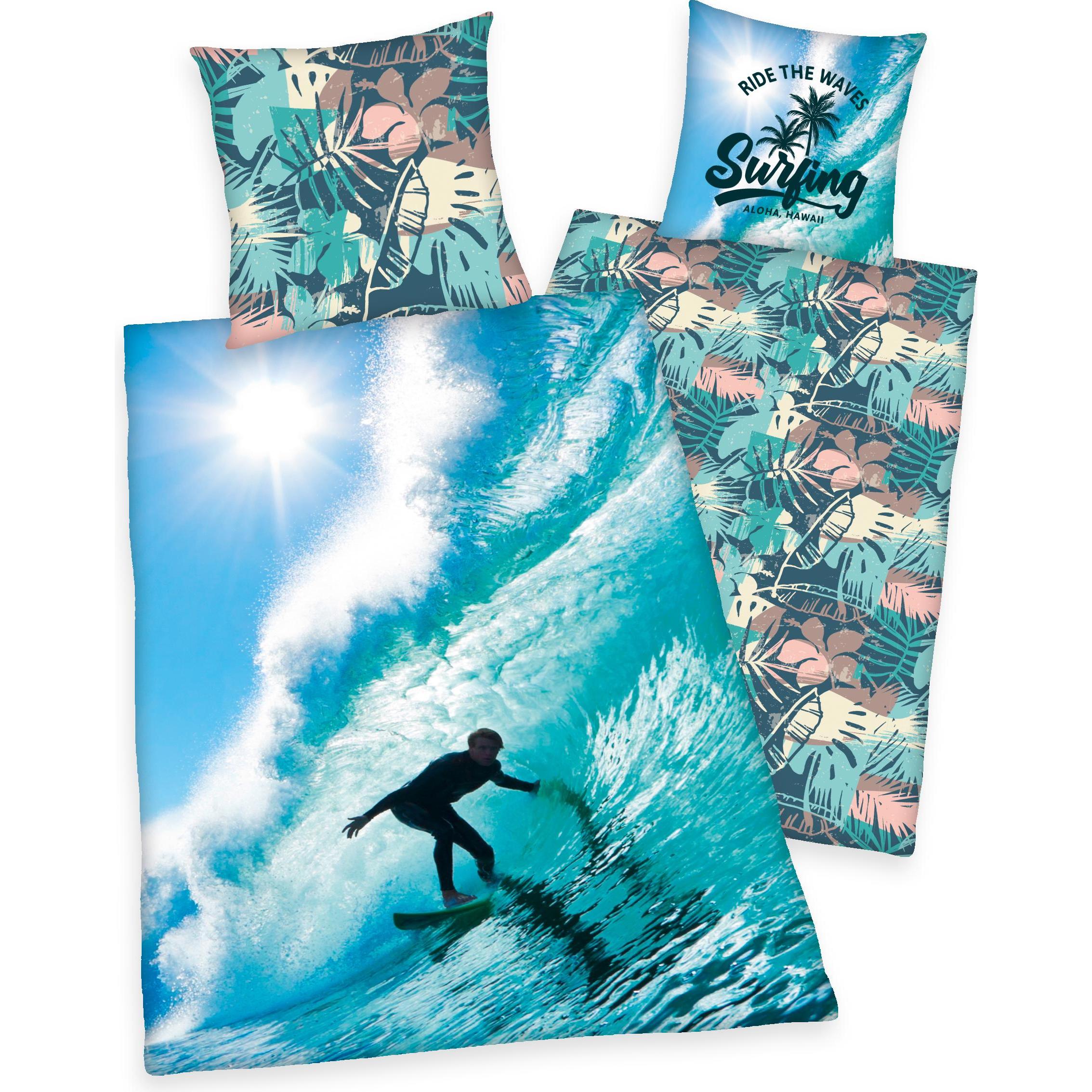 Herding, Kinderbettwäsche, Wendebettwäsche "Surfing"