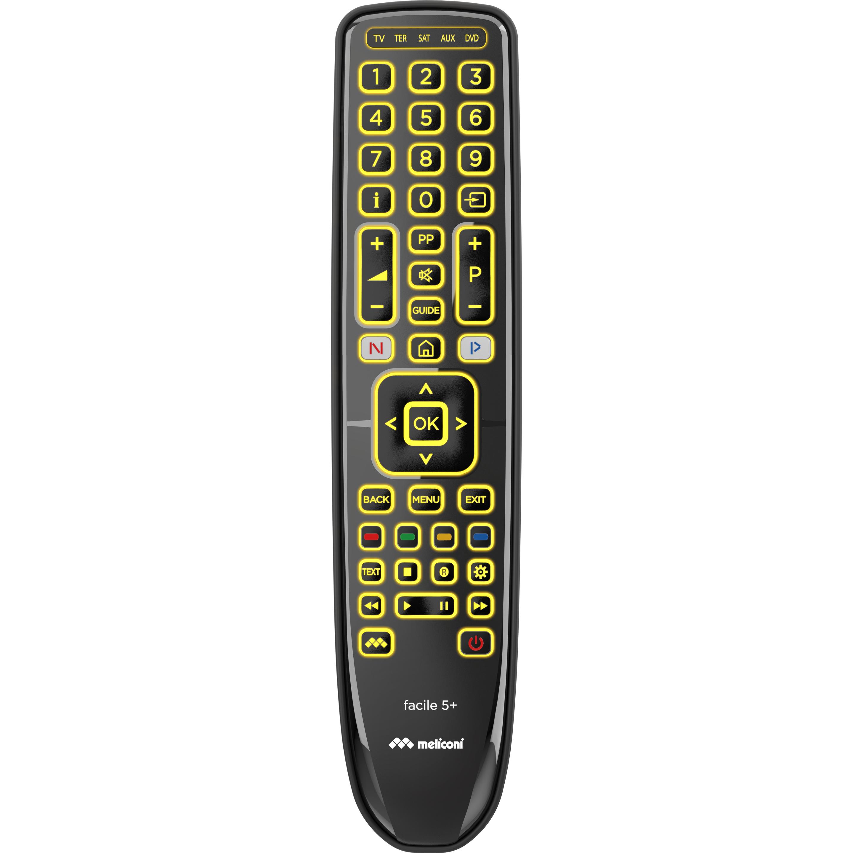 Meliconi Gumbody Facile 5+ DVD/Blu-ray-Fernbedienung, Home Audio System, Home Cinema System, Sk (Universal Fernbedienung...