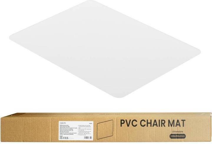 Produktbild LogiLink Bodenschutzmatte, 120x90x0,2 cm, wasserresistent, glänzende Oberfläche, transparent (120 x 90 cm)