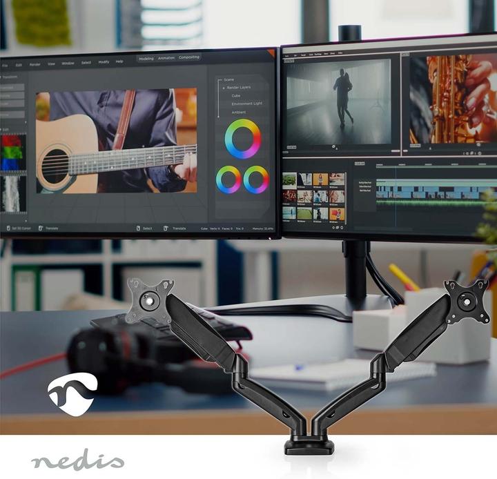 Produktbild Nedis Schreibtisch Monitorhalterung | Gasfeder | 2 Bildschirm(e) | 15 - 32 " | 75x75 / 100x100 | Vol (Tisch, 32", 8 kg)