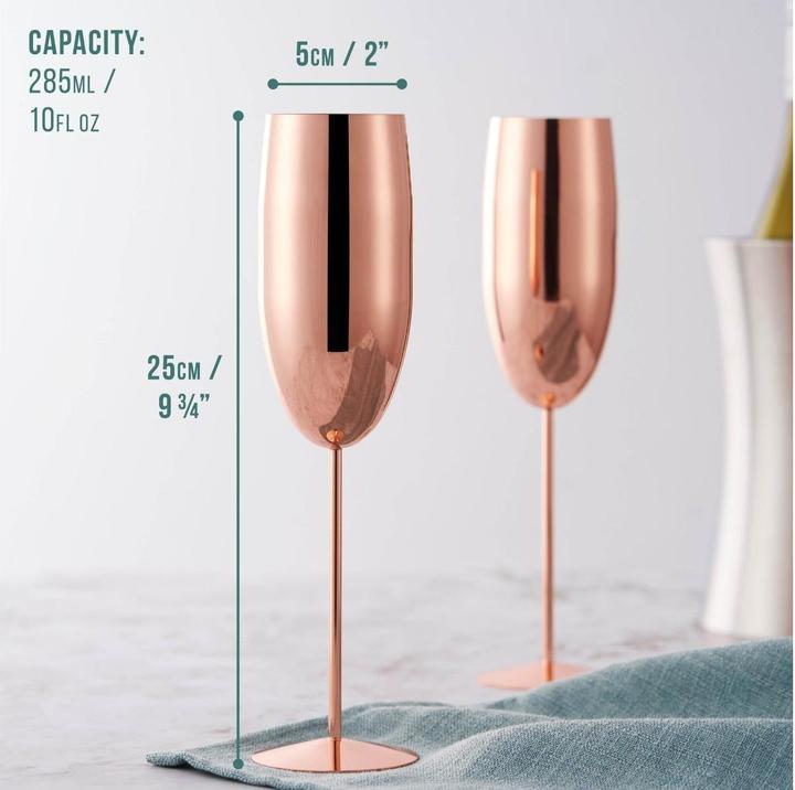 Immagine prodotto Oak & Steel Set di 4 bicchieri da champagne in acciaio inossidabile color oro rosa (28.50 cl, 4 Occhiali, Bicchieri da champagne)