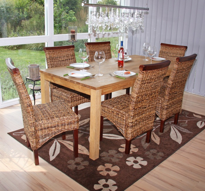 Image du produit Mendler 6x Chaise en osier banane tressée - clair