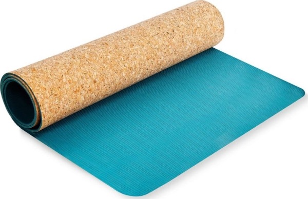 Produktbild Spokey SAVASANA Yogamatte, zweischichtig, rutschfeste Oberfläche, 180 x 60 x 0,4 cm, Mėlyna, Kork/TPE (4 mm)