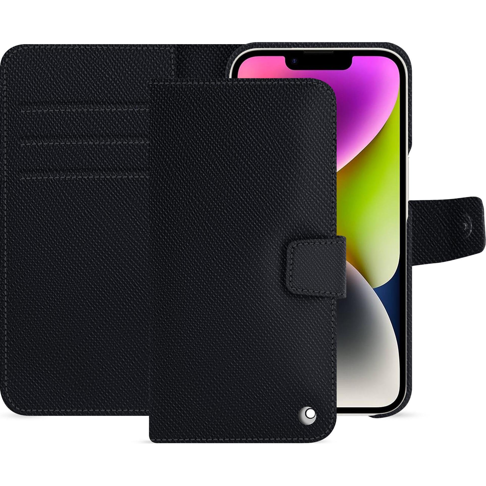 Noreve Lederschutzhülle Apple iPhone 15 Plus (Apple iPhone 15 Plus), Smartphone Hülle, Schwarz