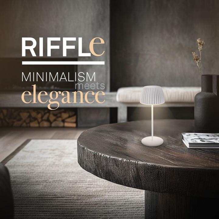 Produktbild Briloner Brilo unplugged RIFFLE Akku Mini Tischleuchte mit Lichtkante - Weiss (150 lm)