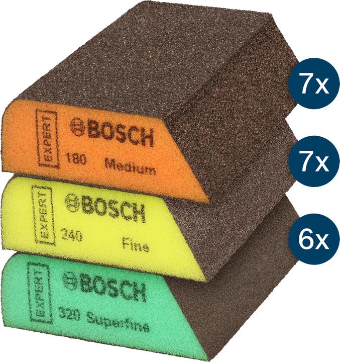 Produktbild Bosch Professional Zubehör EXPERT S470 Kombiblock, 69x97x26 mm, mittel/fein/superfein, 20 Stk (Fein, Mittel, Superfein)