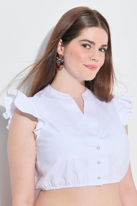 Immagine prodotto Ulla Popken Camicetta in tradizionale stile Dirndl con ruche, collo alto e orlo elastico (62)