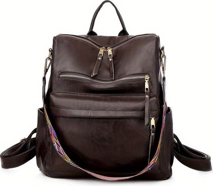 Immagine prodotto Only-Bags.Store Borsa zaino retrò, borsa a tracolla a due vie con tracolla Boho, zaino scuola in pelle vegana