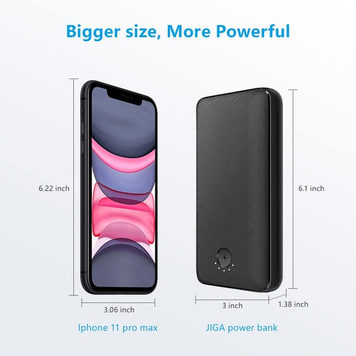 Actual product image Jiga Powerbank 30000mAh, Black (30000 mAh, 10.50 W, 111 Wh)