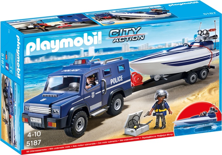 Produktbild Playmobil Polizei-Truck mit Speedboot (5187, Playmobil City Action)