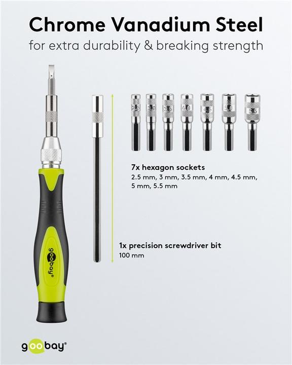 Produktbild Goobay Präzisionsschraubendreher-Set, 37-teilig, in Plastikbox (Phillipps-Kreuzschlitz (PH), Torx (TX), Hex, Pozidriv-Kreuzschlitz (PZ))