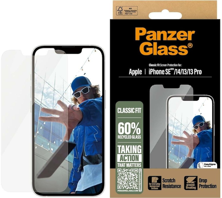 PanzerGlass Screen Protector Classic Fit (1 Piece, Apple iPhone 16e, Apple iPhone 13, Apple iPhone 13 Pro, Apple iPhone 14)