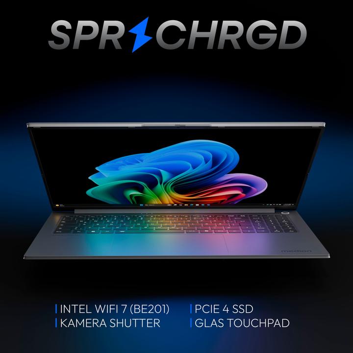 Immagine prodotto Medion SPRCHRGD 16 S1 OLED Copilot+ PC (16", 1000 GB, 32 GB, DE, Intel Core Ultra 7 258V)