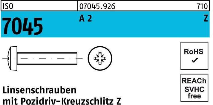 Produktbild Flachkopfschraube ISO 7045 m.Kreuzschlitz-PZ M 5 x 40 -Z A 2 (500 Schrauben pro Stück)