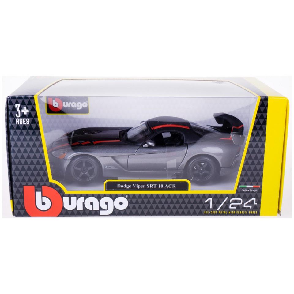 Thumbnail - Bburago 18/22114 Diecast 1:24 Official Dodge Viper SRT 10 ACR Gray with Red Details for 3+ Years (18