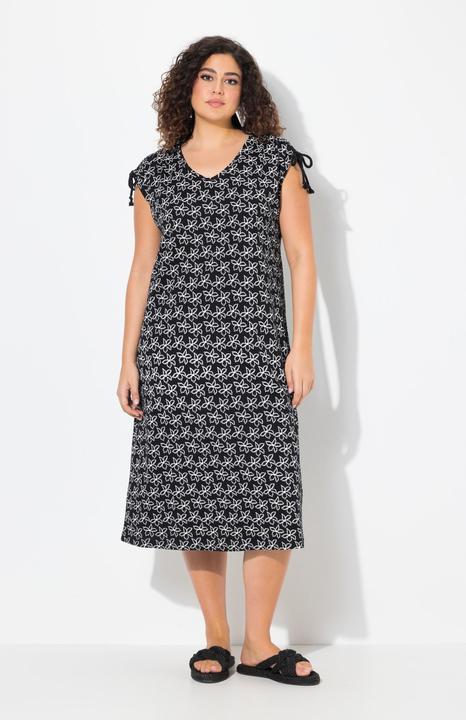 Actual product image Ulla Popken Vinework Gathered Cap Sleeve Dress (46, 48)