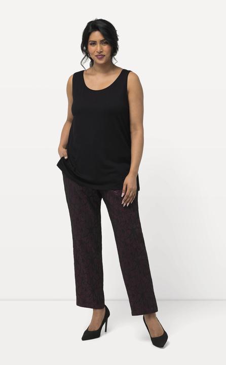 Actual product image Ulla Popken Textured Floral Straight Leg Cigarette Pants (54)