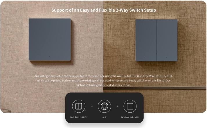 Produktbild Aqara Smart Wall Switch H1 Grau With Neutral, Single Rocker (Zigbee)
